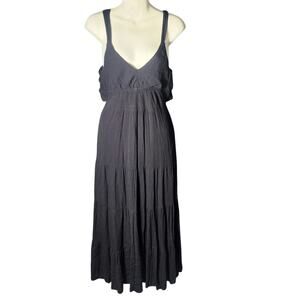 Hyfve Sz M Black Gauzy Tie Back Maxi Dress Beach Resort Vacation
